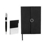62200 N - SET GOYAN (NEGRO / CURPIEL LIBRETA / ACERO INOXIDABLE BOLIGRAFO / METAL TARJETERO) - Imagen 7