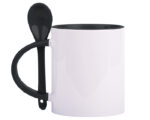 TARRO BICOLOR DE SUBLIMACIÓN C/CUCHARA 11 OZ MIRZA A2376 NEGRO (Cerámica)