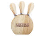 JUEGO UTENSILIOS QUEZO A2512 CAFÉ (Accesorios: Acero Inoxidable / Madera // Base: Madera) - Imagen 3