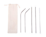 KIT ECOLÓGICO DE POPOTES ACERO INOX. CLEAN A2647 PLATA (Accesorios: Acero Inoxidable// Estuche: Algodón) - Imagen 3