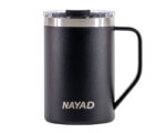 TARRO TÉRMICO DOBLE PARED ACERO INOX. 15 OZ. NAYAD METRO A2777 NEGRO (Acero Inoxidable / Tritan)