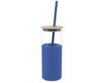 CILINDRO DE BOROSILICATO 500 ML. GLORY A2855 AZUL MARINO (Cilindro: Borosilicato / Bambú // Funda: Silicón)