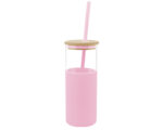 CILINDRO DE BOROSILICATO 500 ML. GLORY A2855 ROSA (Cilindro: Borosilicato / Bambú // Funda: Silicón)
