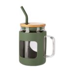 ANF 058 V - CILINDRO DE VIDRIO MASON VERDE (VERDE / VIDRIO BOROSILICATO / SILICON / ACERO INOXIDABLE)