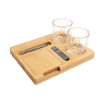 BAR 029 BE - SET DE BAR GLASGOW (BEIGE / BAMBU / VIDRIO / GRANITO / ACERO INOXIDABLE)