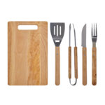 BBQ 018 G - SET DE BBQ MOLT (GRIS / ACERO INOXIDABLE Y MADERA CAUCHO UTENSILIOS / POLIESTER ESTUCHE) - Imagen 4
