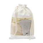 DAM 026 BE - KIT DE BAÑO ADRI (BEIGE / POLIESTER ESPONJAS / ALGODON Y PVC BOLSA / PIEDRA POMEZ) - Imagen 5