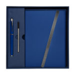 HL 9041 A - SET DE LIBRETA JINSEI AZUL (AZUL / CURPIEL Y METAL LIBRETA / ACERO INOXIDABLE BOLIGRAFO) - Imagen 2