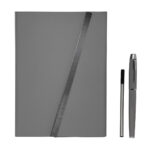 HL 9041 G - SET DE LIBRETA JINSEI GRIS (GRIS / CURPIEL Y METAL LIBRETA / ACERO INOXIDABLE BOLIGRAFO) - Imagen 3