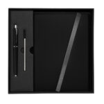 HL 9041 N - SET DE LIBRETA JINSEI NEGRO (NEGRO / CURPIEL Y METAL LIBRETA / ACERO INOXIDABLE BOLIGRAFO) - Imagen 2