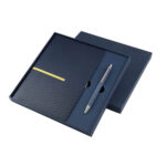 HL 9063 A - SET DE LIBRETA ZLATNA AZUL (AZUL / CARTON CAJA / CURPIEL Y PAPEL LIBRETA / ALUMINIO BOLIGRAFO)