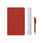 HL 9085 R - SET DE LIBRETA NODI ROJO (ROJO / CURPIEL LIBRETA / PLASTICO BOLIGRAFO / PVC BOLSA)