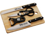 KIT DE COCINA 5PZS. JJ3045 CAFÉ (Accesorios: Acero Inoxidable / Plástico // Tabla: Madera) - Imagen 3