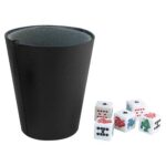 JM 021 - CUBILETE KENTAUR (NEGRO / CURPIEL VASO / PLASTICO DADOS)