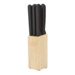 KTC 100 - SET DE CUCHILLOS CORVI (NEGRO / ACERO / MADERA CAUCHO / PLASTICO)