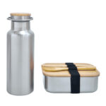 KTC 201 S - SET DE LONCHERA POU (PLATA / ACERO INOXIDABLE / BAMBU)