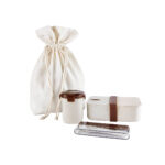KTC 601 BE - SET DE LONCHERA ECO THUN (BEIGE / FIBRA DE AGAVE Y PLASTICO LONCHERA, CONTENEDOR Y CUBIERTOS / ALGODON BOLSA)