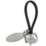 M 2050 N - LLAVERO PUERQUITO CON PLACA (NEGRO / HULE / METAL)
