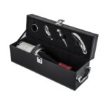 O 024 SET DE VINOS MERLOT  (NEGRO / METAL/CURPIEL)