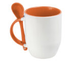TAZA BICOLOR DE SUBLIMACIÓN CON CUCHARA SUB4716 MAGGIE NARANJA (Cerámica)