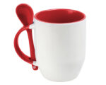 TAZA BICOLOR DE SUBLIMACIÓN CON CUCHARA SUB4716 MAGGIE ROJO (Cerámica)