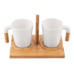 TAZ 029 B - SET DE TAZAS IWAO (BLANCO / CERAMICA / BAMBU) - Imagen 2