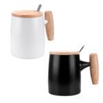 TAZ 045 N - TAZA MALI NEGRO (NEGRO / PORCELANA / MADERA DE CAUCHO / ACERO INOXIDABLE 201) - Imagen 5