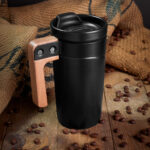 TAZ 047 N - TAZA MARIELLA NEGRO (NEGRO / CERAMICA / ACERO INOXIDABLE / MADERA DE HAYA) - Imagen 3