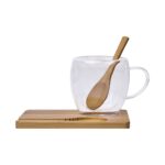 TAZ 051 BE - SET DE TAZA TISANA (BEIGE / VIDRIO BOROSILICATO / BAMBU)