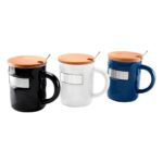 TAZ 055 N - TAZA BAMBUSA NEGRO (NEGRO / CERAMICA / BAMBU / ACERO INOXIDABLE / METAL) - Imagen 6