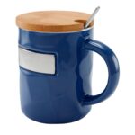 TAZ 055 A - TAZA BAMBUSA AZUL (AZUL / CERAMICA / BAMBU / ACERO INOXIDABLE / METAL)