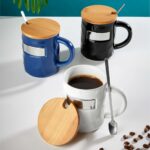 TAZ 055 A - TAZA BAMBUSA AZUL (AZUL / CERAMICA / BAMBU / ACERO INOXIDABLE / METAL) - Imagen 3