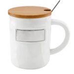 TAZ 055 B - TAZA BAMBUSA BLANCO (BLANCO / CERAMICA / BAMBU / ACERO INOXIDABLE / METAL) - Imagen 2