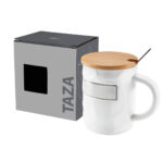 TAZ 055 B - TAZA BAMBUSA BLANCO (BLANCO / CERAMICA / BAMBU / ACERO INOXIDABLE / METAL) - Imagen 3