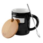 TAZ 055 N - TAZA BAMBUSA NEGRO (NEGRO / CERAMICA / BAMBU / ACERO INOXIDABLE / METAL) - Imagen 2